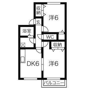 2DK 間取り図