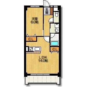 1LDK 間取り図
