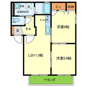 2LDK 間取り図