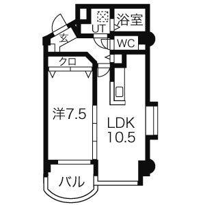 1LDK 間取り図