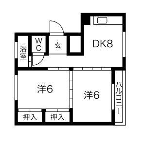 2DK 間取り図