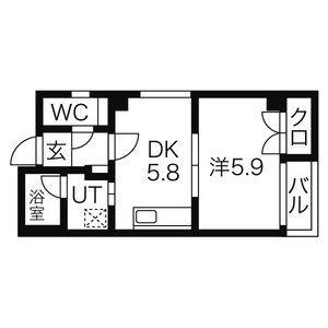 1DK 間取り図