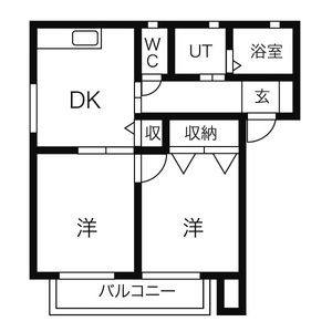 2DK 間取り図