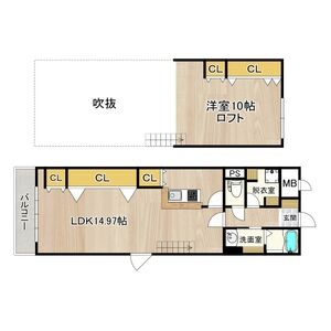 1K 間取り図