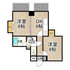 2DK 間取り図