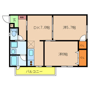 2DK 間取り図