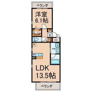 1LDK 間取り図