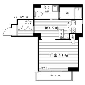 1DK 間取り図