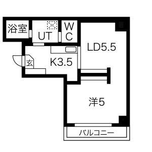 1DK 間取り図