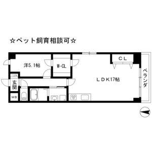 1LDK 間取り図