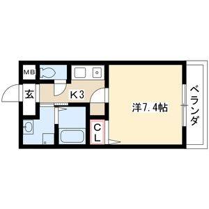 1K 間取り図
