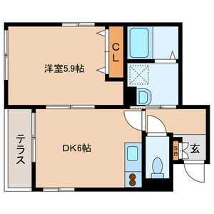 1DK 間取り図