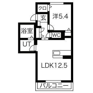1LDK 間取り図