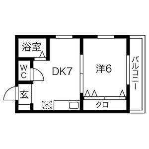 1DK 間取り図