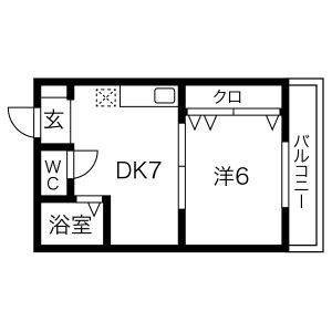 1DK 間取り図