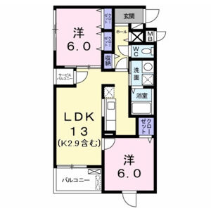 2LDK 間取り図