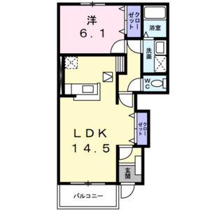 1LDK 間取り図