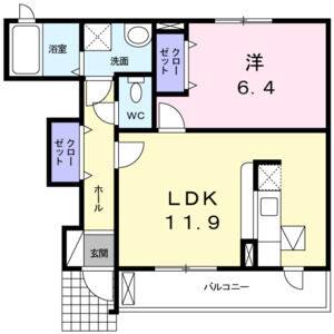 1LDK 間取り図