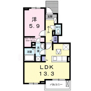 1LDK 間取り図