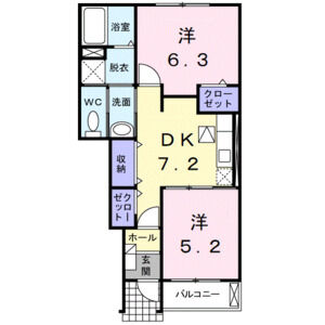 2DK 間取り図