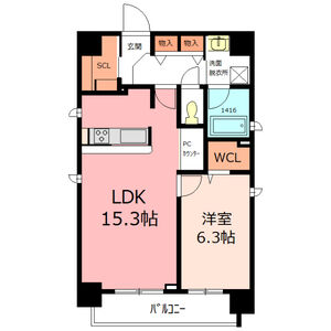 1LDK 間取り図