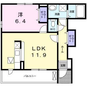 1LDK 間取り図