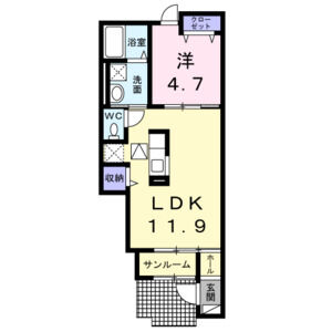 1LDK 間取り図