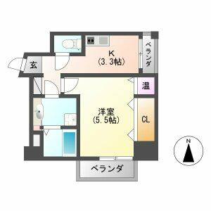 1DK 間取り図