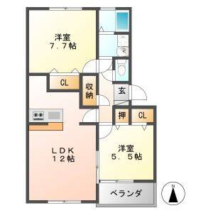 2LDK 間取り図