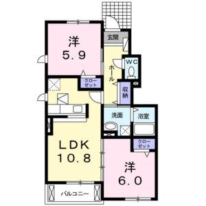 2LDK 間取り図