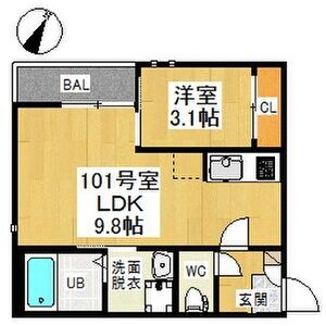1LDK 間取り図