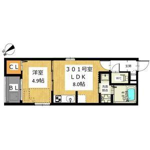 1LDK 間取り図