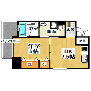 1DK 間取り図