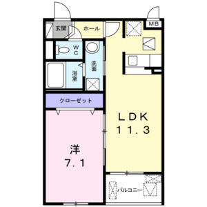 1LDK 間取り図