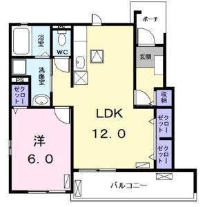 1LDK 間取り図
