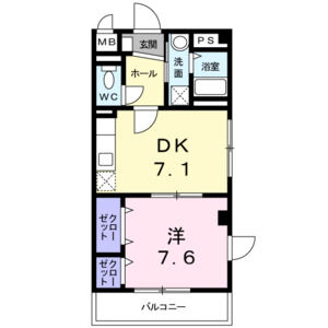 1DK 間取り図