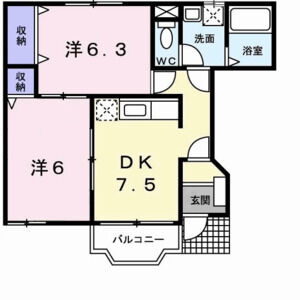 2DK 間取り図