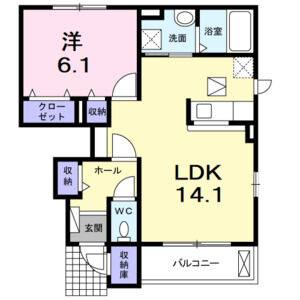 1LDK 間取り図