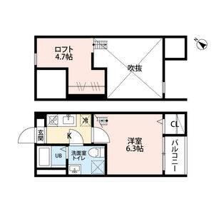 1K 間取り図