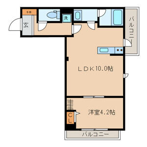 1LDK 間取り図