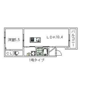 1LDK 間取り図