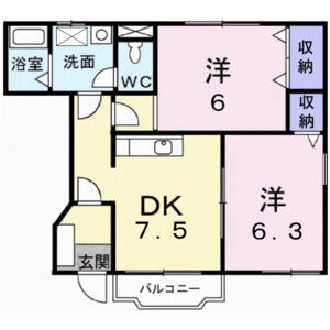 2DK 間取り図