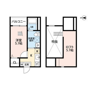1K 間取り図