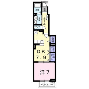 1DK 間取り図