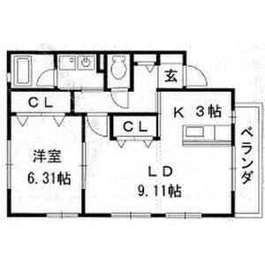 1LDK 間取り図