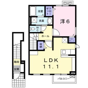 1LDK 間取り図