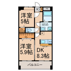 2DK 間取り図