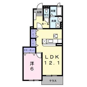 1LDK 間取り図