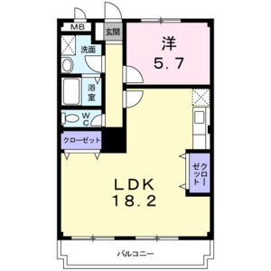 1LDK 間取り図