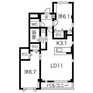 2LDK 間取り図